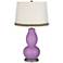 African Violet Double Gourd Table Lamp with Wave Braid Trim