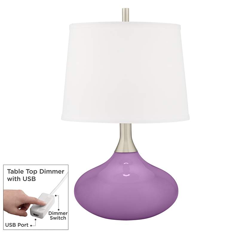 Image 1 African Violet Felix Modern Table Lamp with Table Top Dimmer