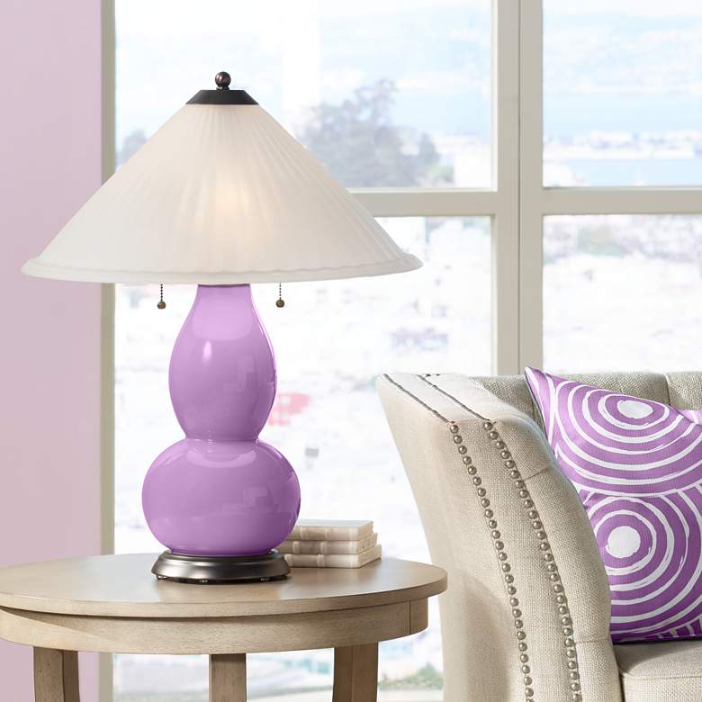 Image 1 African Violet Fulton Table Lamp with Fluted Glass Shade