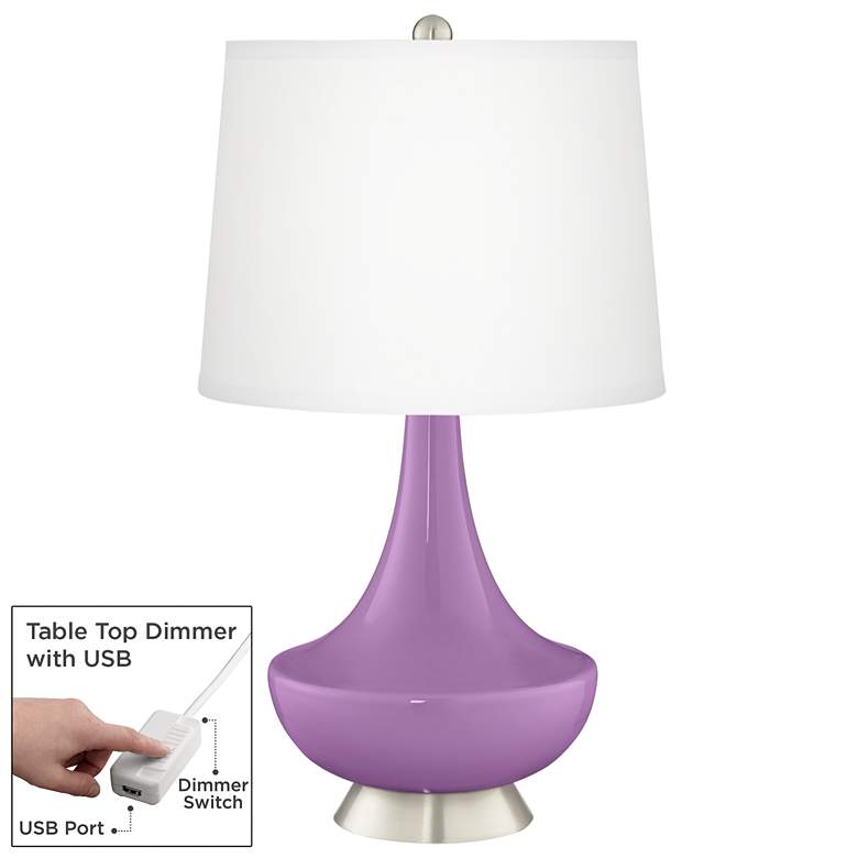 Image 1 African Violet Gillan Glass Table Lamp with Dimmer