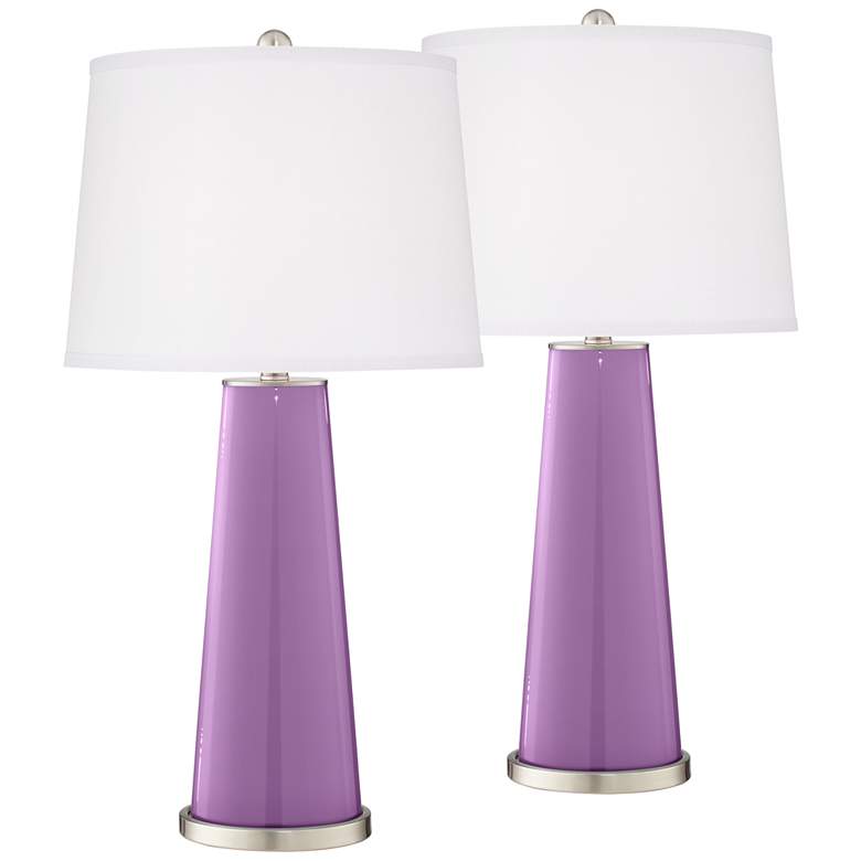 Image 2 African Violet Leo Table Lamp Set of 2 with Dimmers