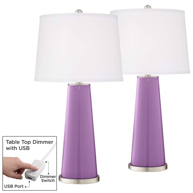 Image 1 African Violet Leo Table Lamp Set of 2 with Dimmers