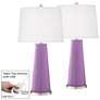 African Violet Leo Table Lamp Set of 2 with Dimmers