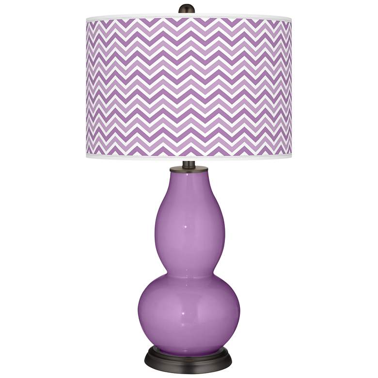 Image 1 African Violet Narrow Zig Zag Double Gourd Table Lamp