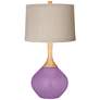 African Violet Natural Linen Drum Shade Wexler Table Lamp