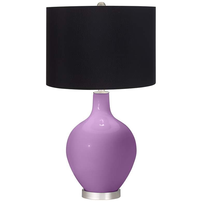 Image 1 African Violet Ovo Table Lamp with Black Shade