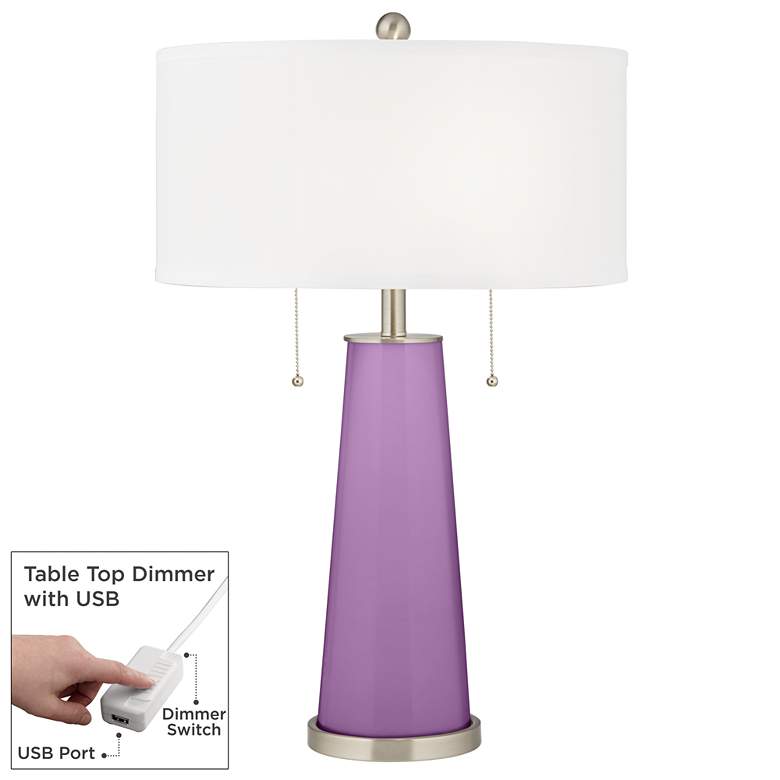 Image 1 African Violet Peggy Glass Table Lamp With Dimmer