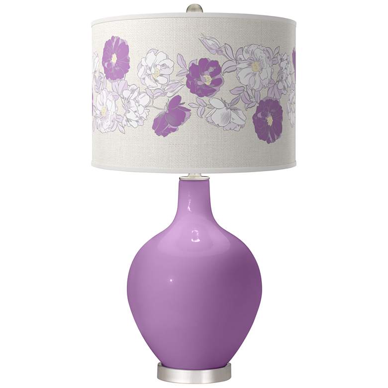 Image 1 African Violet Rose Bouquet Ovo Table Lamp