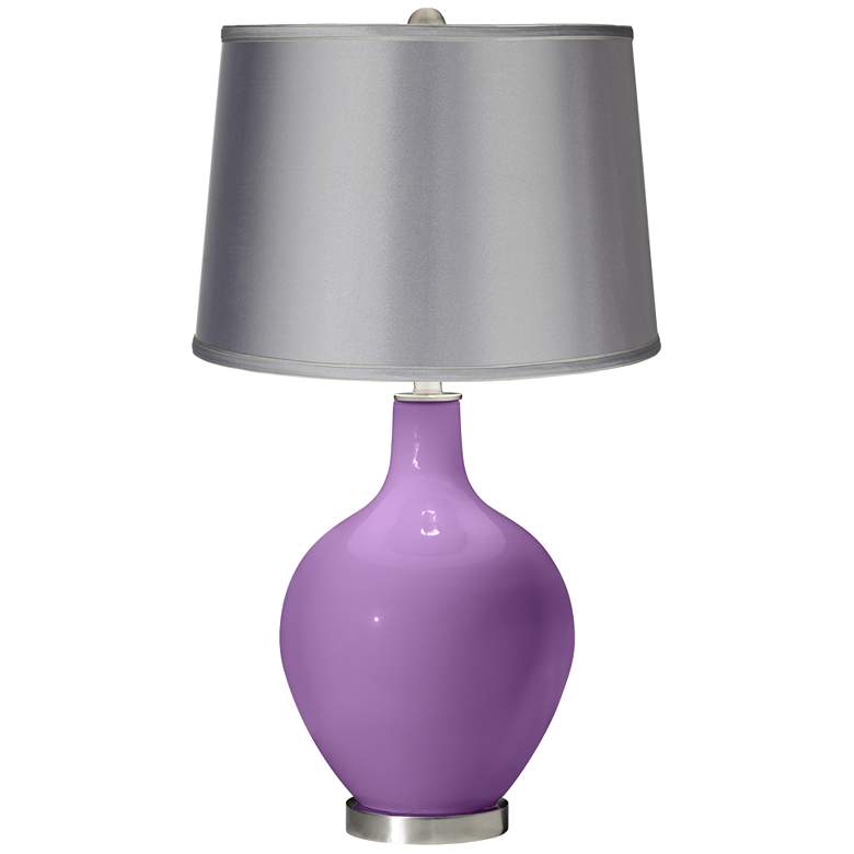 Image 1 African Violet - Satin Light Gray Shade Ovo Table Lamp