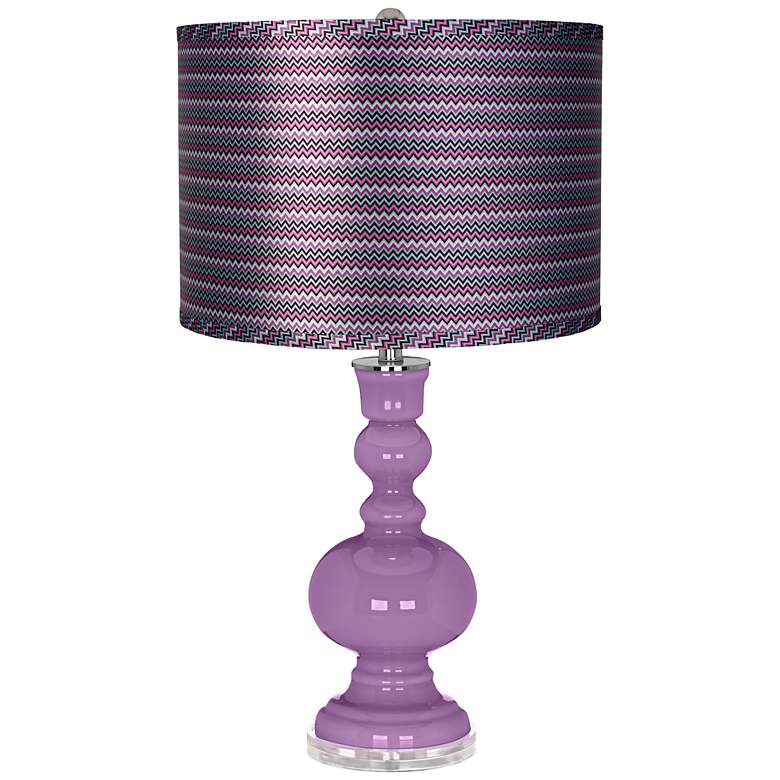 Image 1 African Violet - Satin Purple Zig Zag Shade Apothecary Lamp