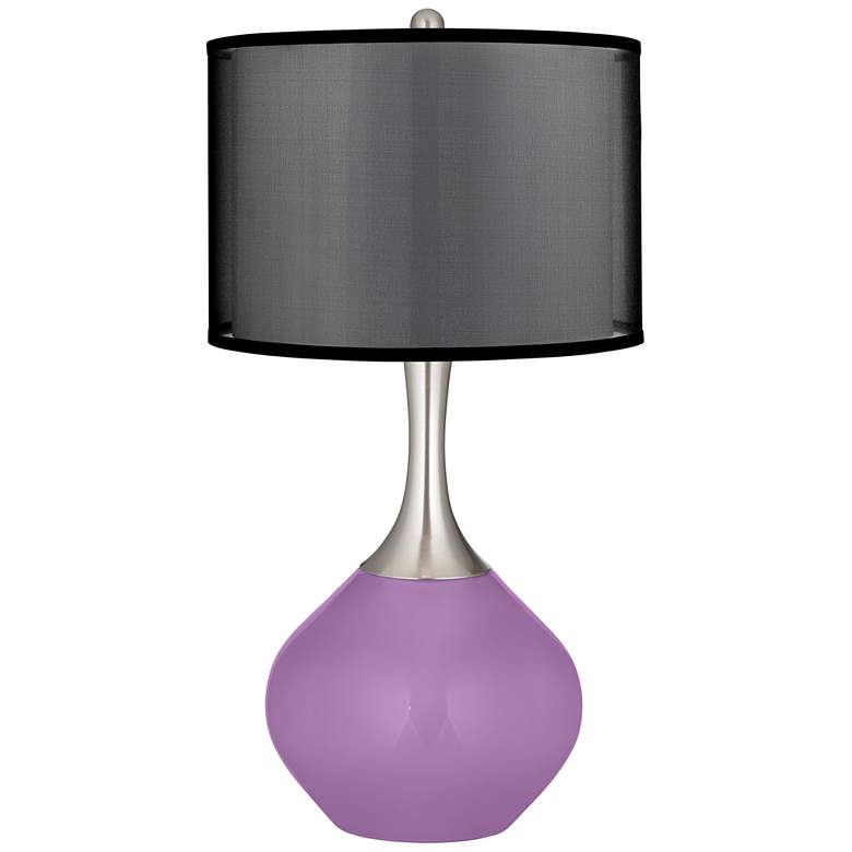 Image 1 African Violet Spencer Table Lamp with Organza Black Shade