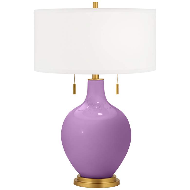 Image 2 African Violet Toby Brass Accents Table Lamp with Dimmer