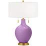 African Violet Toby Brass Accents Table Lamp with Dimmer