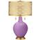 African Violet Toby Brass Metal Shade Table Lamp