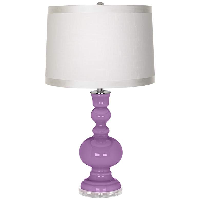 Image 1 African Violet White Drum Shade Shade Apothecary Lamp