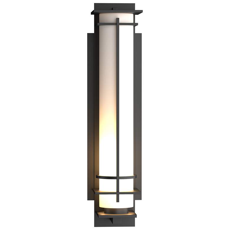 Image 1 After Hours 26.8 inchH Large Coastal Black Outdoor Sconce With Opal Glass 