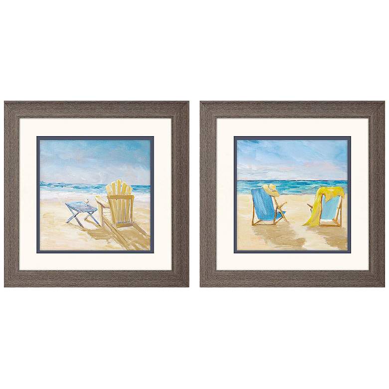 Image 1 Afternoon on Beach 19"W x 19"H Framed Art Set of 2