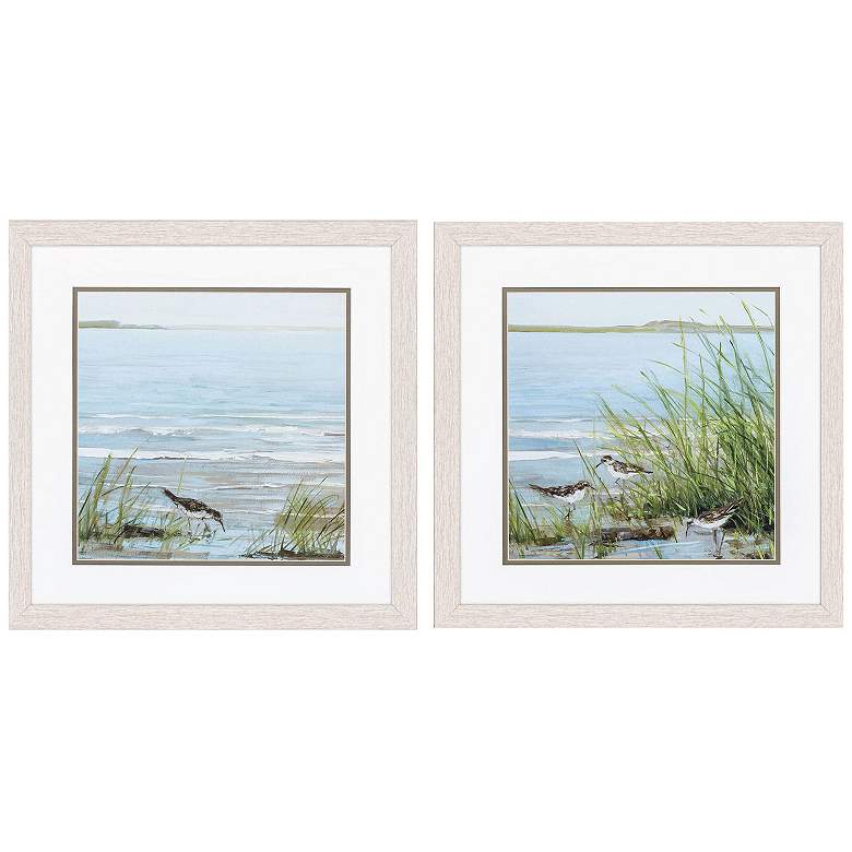 Image 1 Afternoon on Shore 17"W x 17"H Framed Art Set of 2