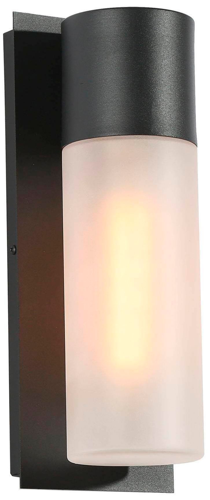 Thumbnail1 of Afton 13" High Black Frosted Glass Outdoor Wall Sconce