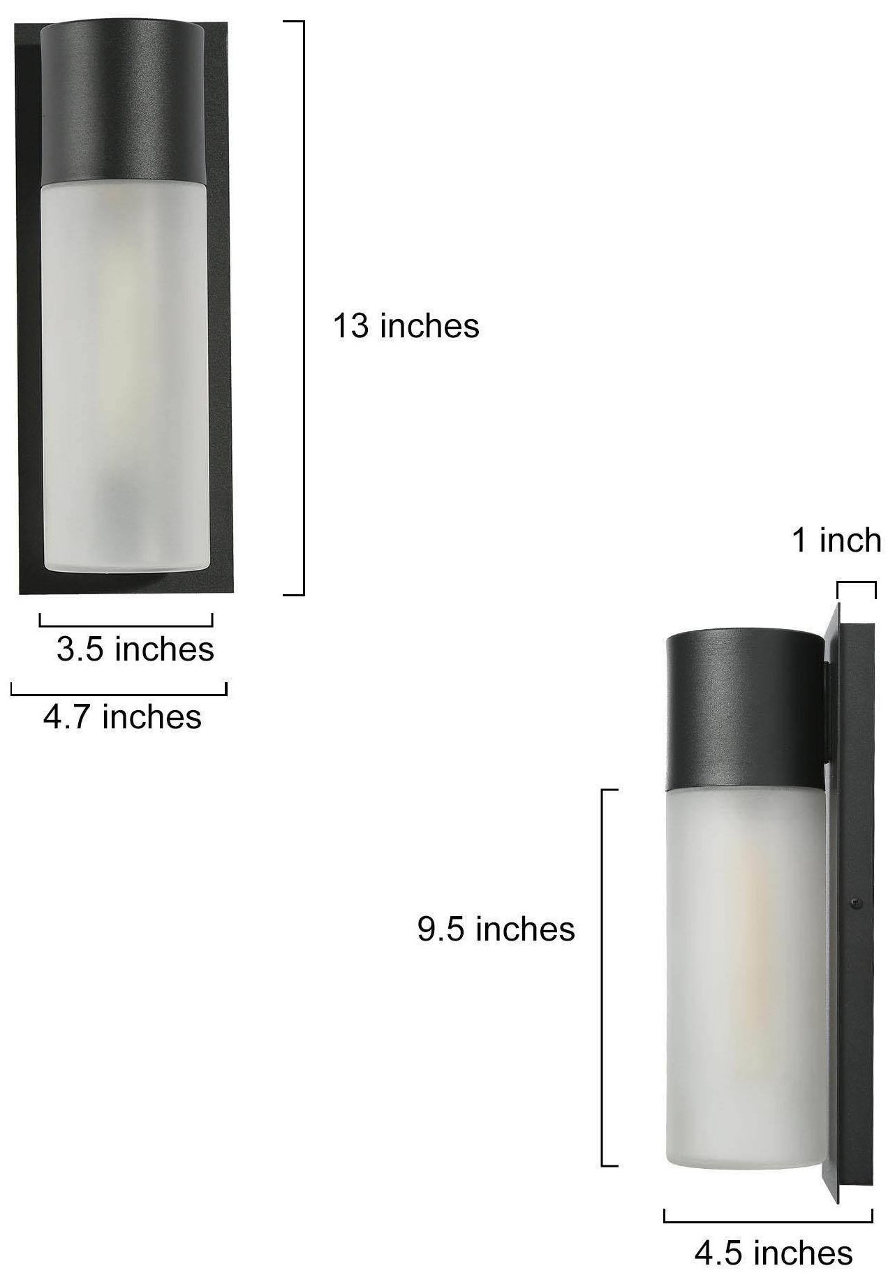 Thumbnail2 of Afton 13" High Black Frosted Glass Outdoor Wall Sconce more views