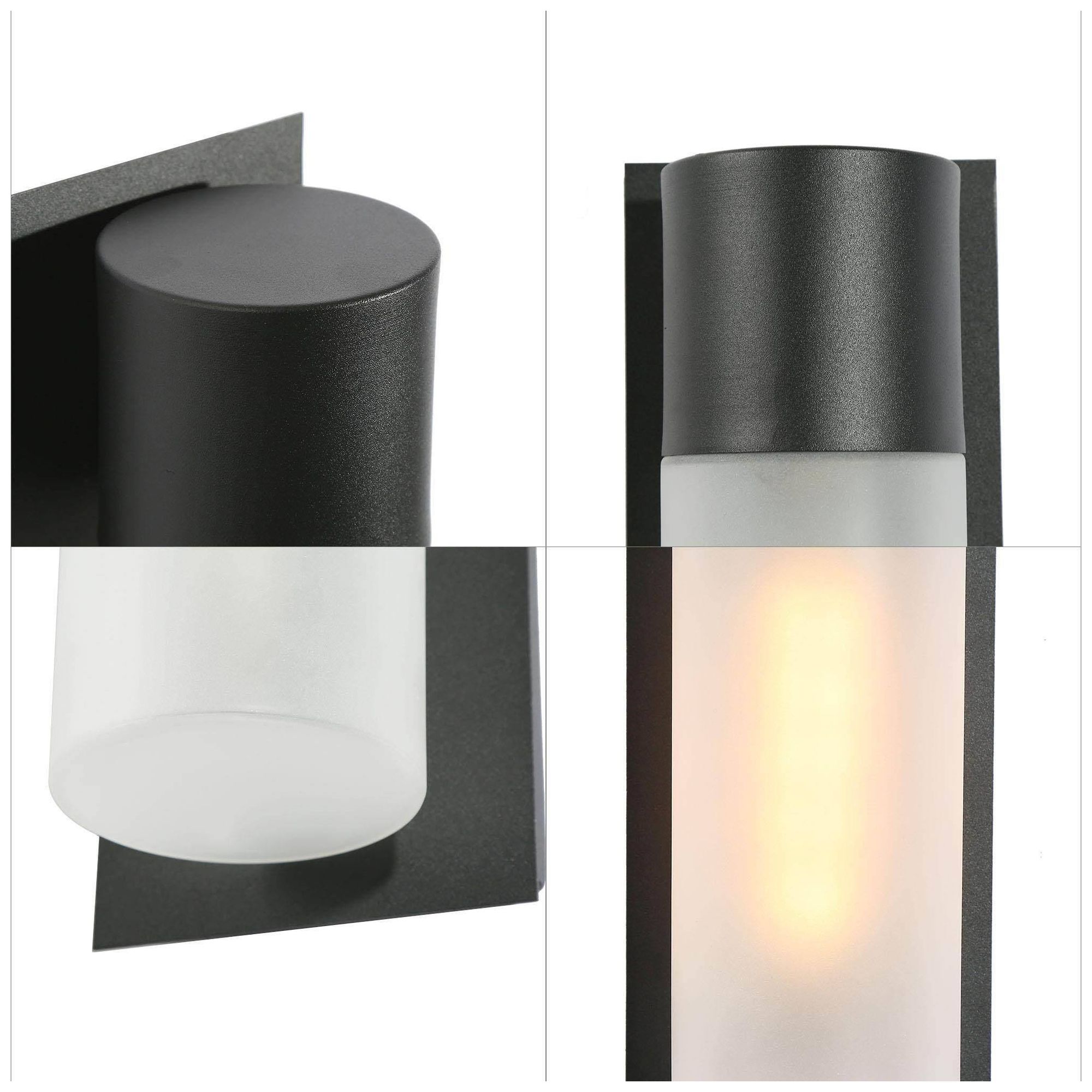 Thumbnail3 of Afton 13" High Black Frosted Glass Outdoor Wall Sconce more views
