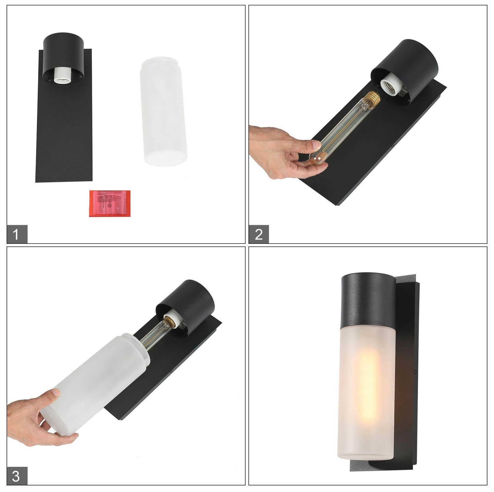 Thumbnail4 of Afton 13" High Black Frosted Glass Outdoor Wall Sconce more views