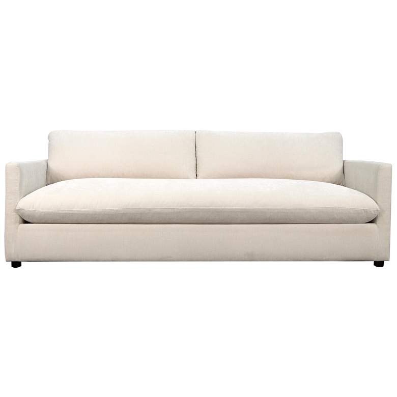 Image 1 Afton 96.25" Wide Contessa Ivory Linen Fabric Sofa