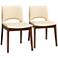Afton Beige Faux Leather Wood Dining Chairs Set of 2