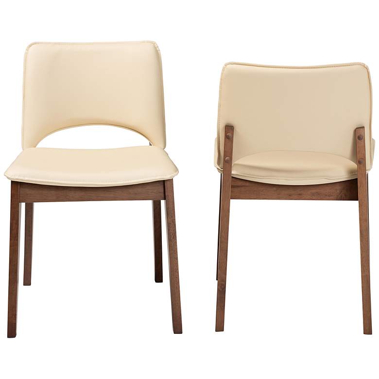 Image 5 Afton Beige Faux Leather Wood Dining Chairs Set of 2 more views