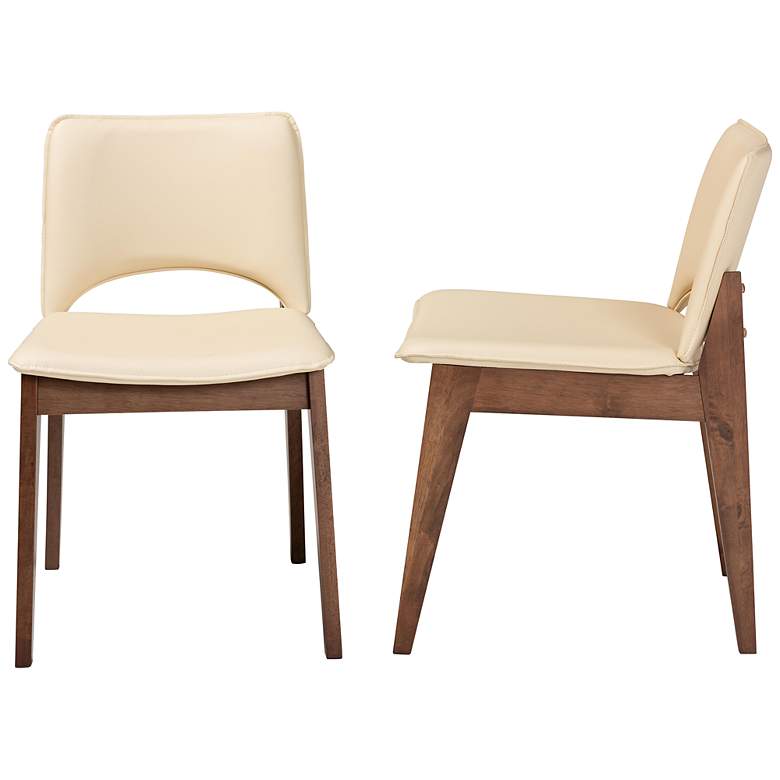 Image 6 Afton Beige Faux Leather Wood Dining Chairs Set of 2 more views