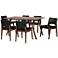 Afton Black and Walnut Brown Wood 7-Piece Dining Set