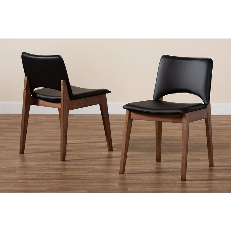 Image 7 Afton Black Faux Leather Dining Chairs Set of 2 more views