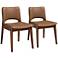 Afton Brown Faux Leather Wood Dining Chairs Set of 2