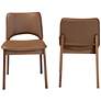 Afton Brown Faux Leather Wood Dining Chairs Set of 2 in scene