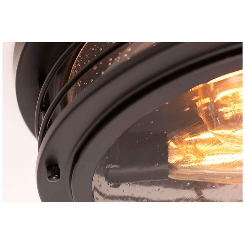 Image 4 AFX Archer 13" Wide Black Ceiling Light with Seeded Glass Shade more views