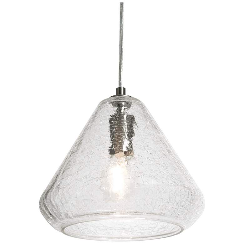 Image 1 AFX Armitage 10" Wide Satin Nickel Crackle Glass Mini Pendant