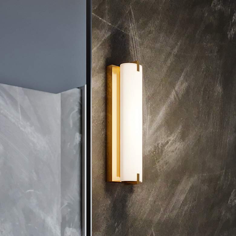 Image 2 AFX Axel 16 inch Wide Satin Brass Finish Modern LED Wall Light