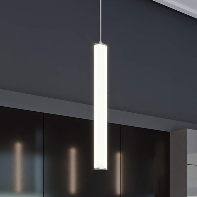 Image 1 AFX Caden 5.1" Wide Satin Nickel Finish Tall Modern LED Mini-Pendant