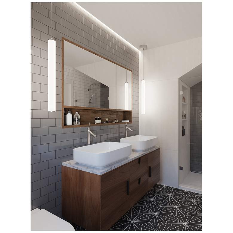 Image 5 AFX Caden 5.1" Wide Satin Nickel Finish Tall Modern LED Mini-Pendant more views