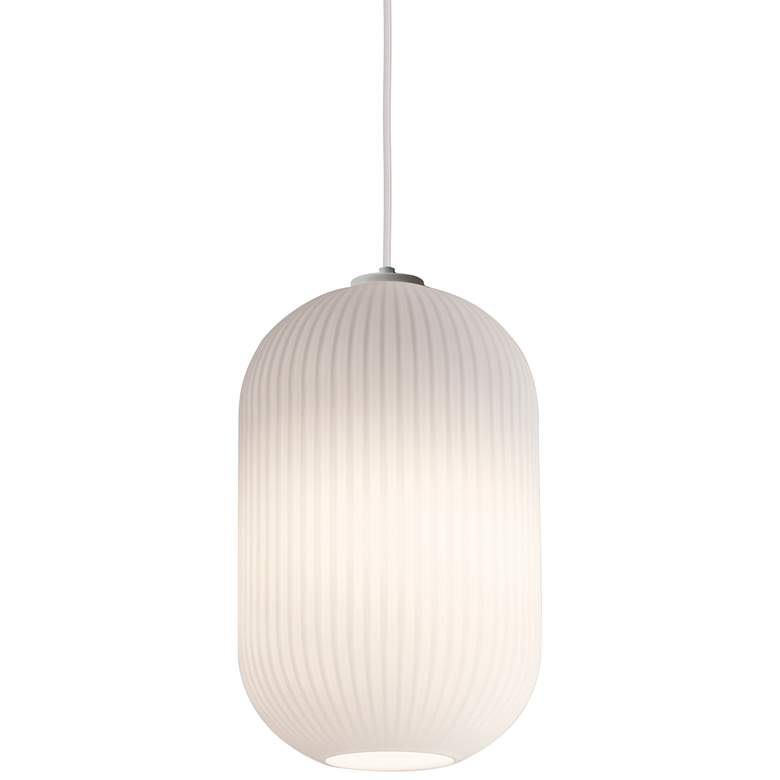Image 2 AFX Callie 9 inch Wide Frosted White Ribbed Modern Glass Mini Pendant
