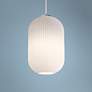 AFX Callie 9" Wide Frosted White Ribbed Modern Glass Mini Pendant