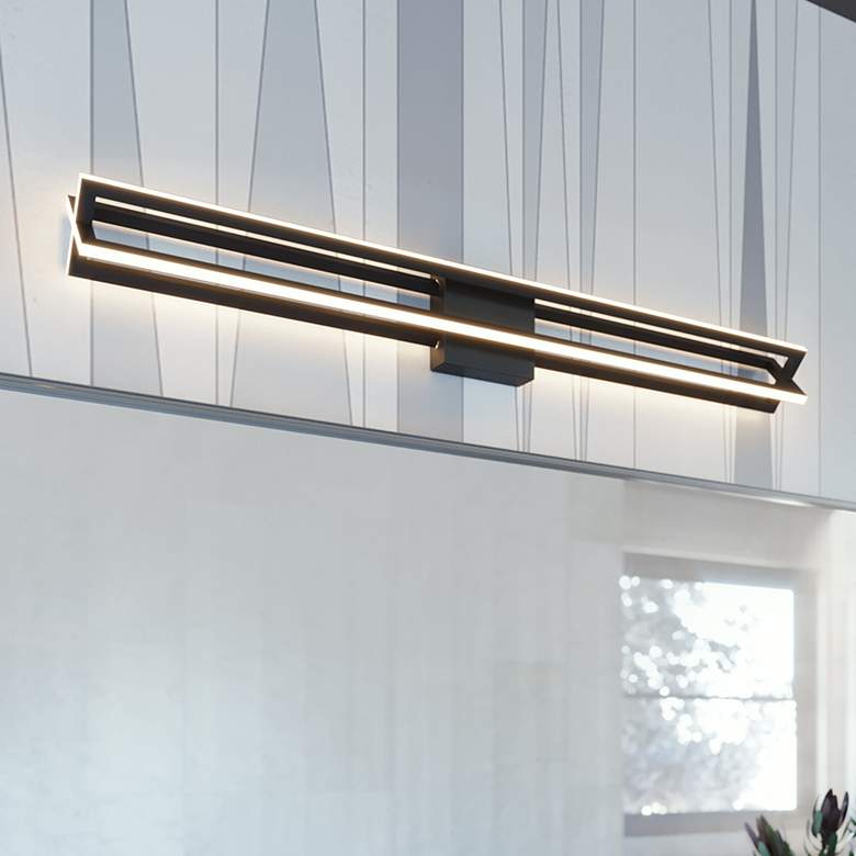 Image 1 AFX Cass 24" Wide Black Steel LED Modern Linear Vanity Bath Light