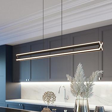 AFX Cass 48" Wide Black Finish Modern Linear Pendant