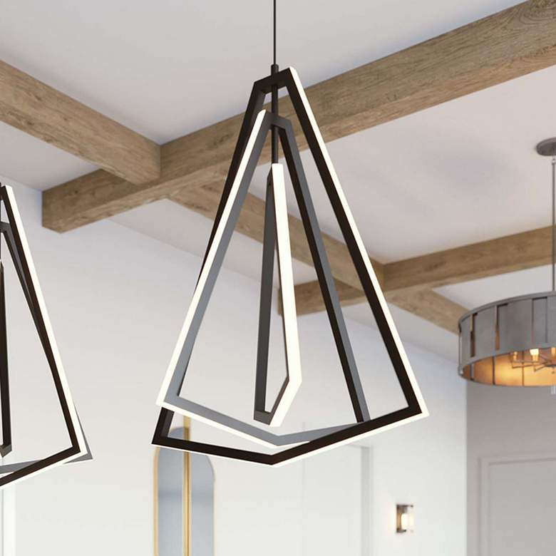 Image 1 AFX Gianna 12.5" Wide Black Finish Modern Geometric Pendant