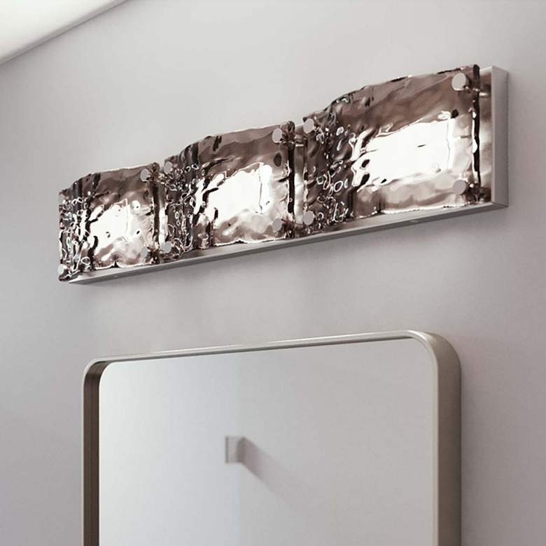 Image 1 AFX Glacier 22" Polished Chrome Clear Rippled Glass LED Bath Light