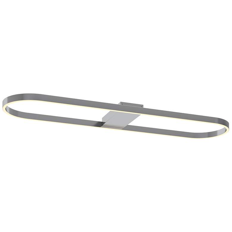 Image 1 AFX Glo 48" Linear Oval Satin Nickel LED Semi-Flush Ceiling Light