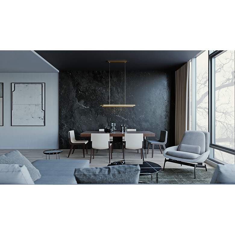 Image 3 AFX Indra 44" Wide Satin Brass Modern LED Linear Pendant more views