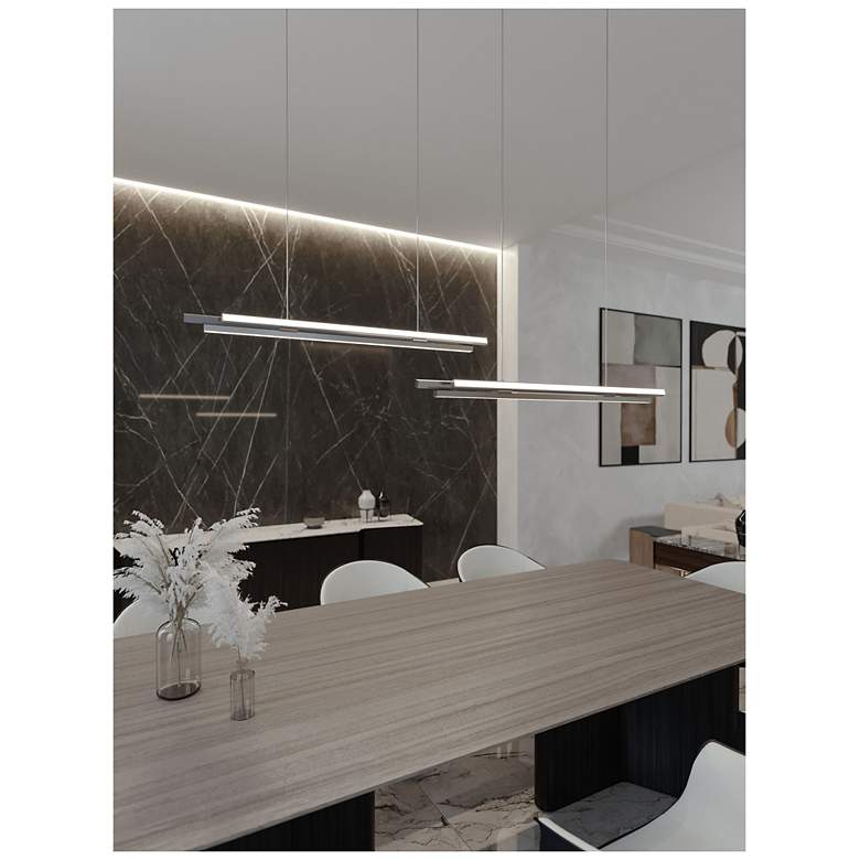 Image 2 AFX Indra 44" Wide Satin Nickel LED Linear Pendant more views