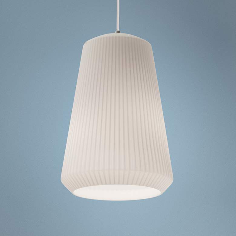 Image 1 AFX Isla 11 inch Wide Frosted White Ribbed Glass Mini Pendant
