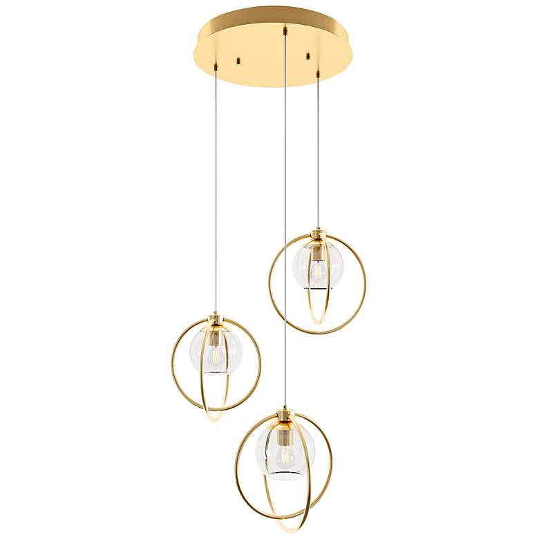 Image 2 AFX Jamie 26 1/2" Wide Modern 3-Light Satin Brass Mini Pendant